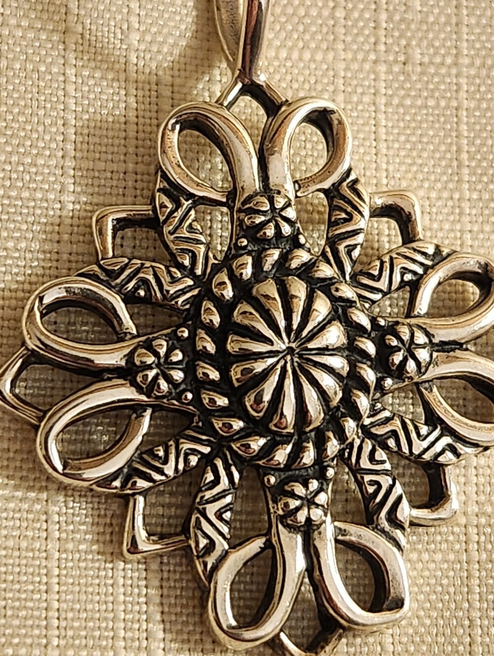 Sterling Silver Floral Filigree Pendant - Picture 3 of 7
